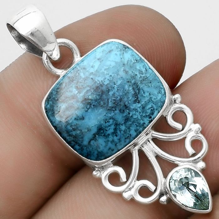 Shattuckite - USA & Sky Blue Topaz Pendant SDP120523 P-1594, 13x16 mm