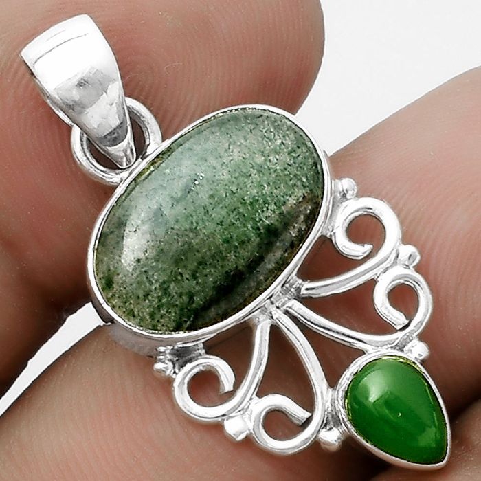 Natural Green Aventurine & Green Onyx Pendant SDP120531 P-1594, 10x15 mm