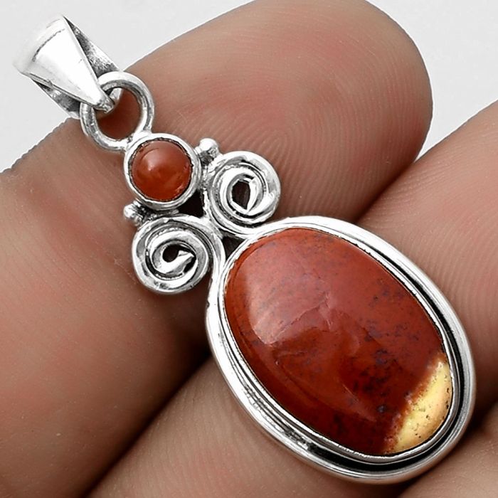 Natural Red Moss Agate & Carnelian Pendant SDP120596 P-1603, 11x17 mm