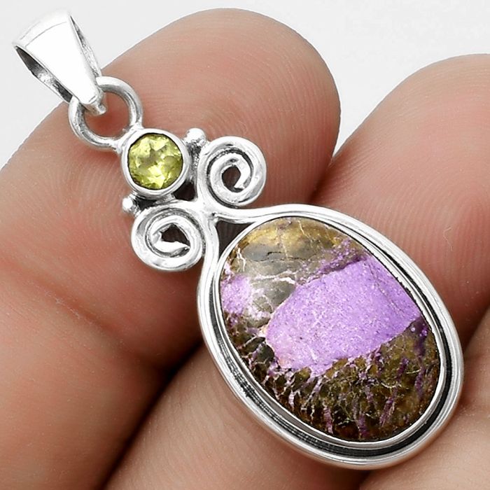 Purpurite - South Africa & Peridot Pendant SDP120606 P-1603, 12x17 mm