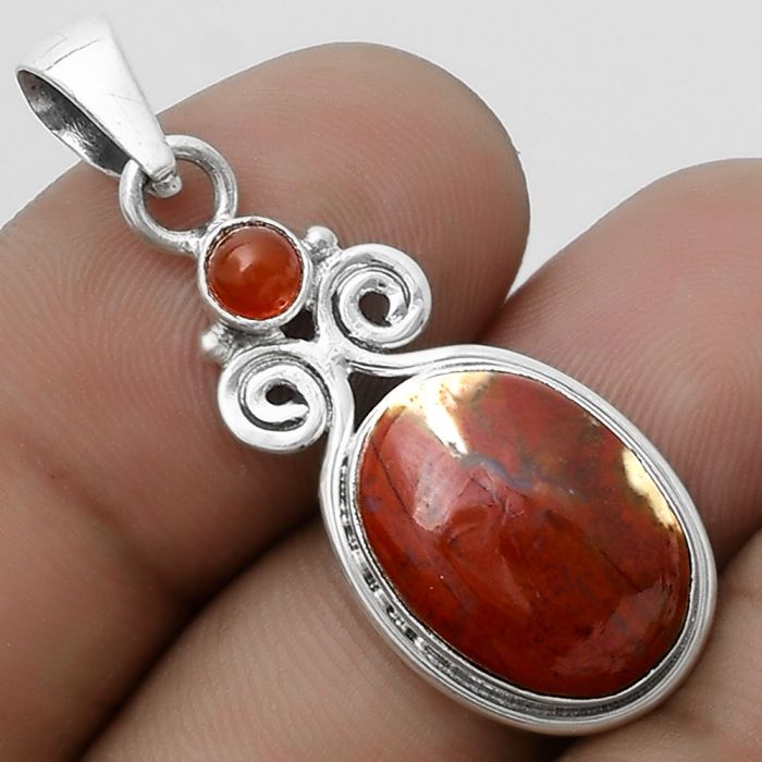 Natural Red Moss Agate & Carnelian Pendant SDP120617 P-1603, 12x16 mm