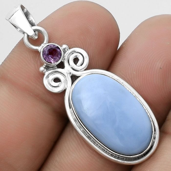 Natural Owyhee Opal & Amethyst Pendant SDP120624 P-1603, 12x20 mm