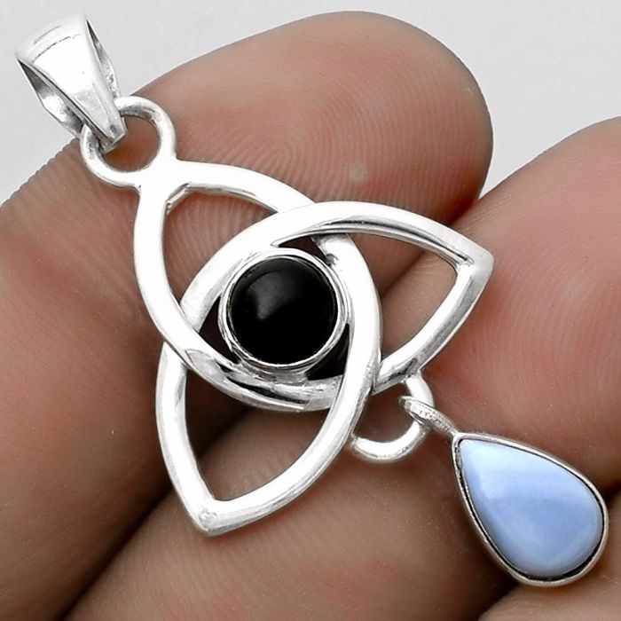 Celtic - Owyhee Opal & Black Onyx Pendant SDP120747 P-1628, 6x9 mm