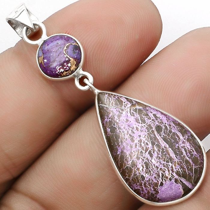 Purpurite & Copper Purple Turquoise Pendant SDP120787 P-1098, 15x25 mm