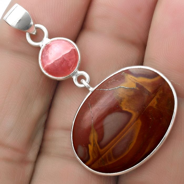 Natural Noreena Jasper & Rhodochrosite Argentina Pendant SDP120889 P-1098, 18x24 mm