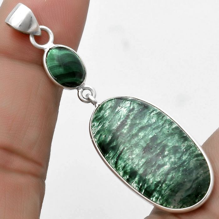 Green Aventurine & Malachite Eye Pendant SDP120893 P-1098, 15x28 mm