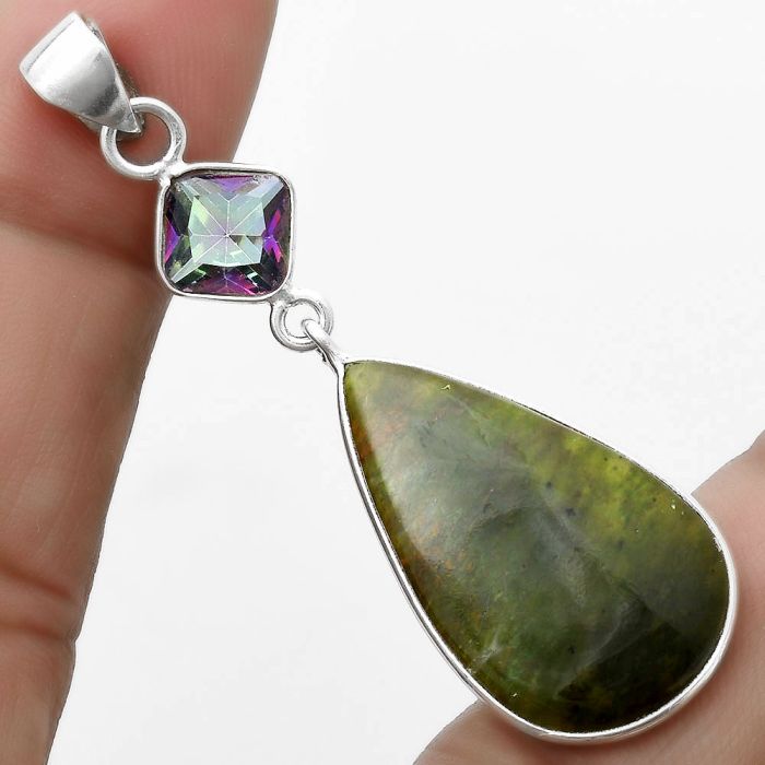 Chrome Chalcedony & Mystic Topaz Pendant SDP120928 P-1098, 15x26 mm