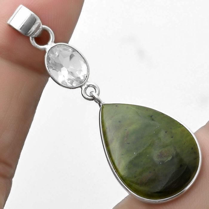 Chrome Chalcedony & White Quartz Pendant SDP120945 P-1098, 16x22 mm