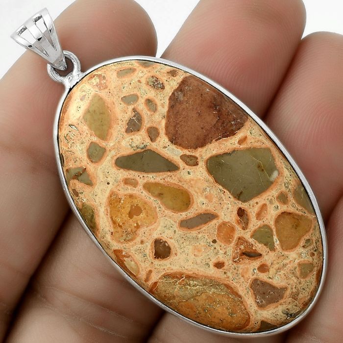 Natural Leopardite Jasper Pendant SDP120974 P-1001, 26x42 mm