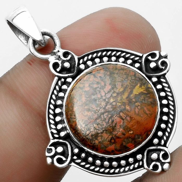 Natural Red Moss Agate Pendant SDP121029 P-1040, 15x15 mm