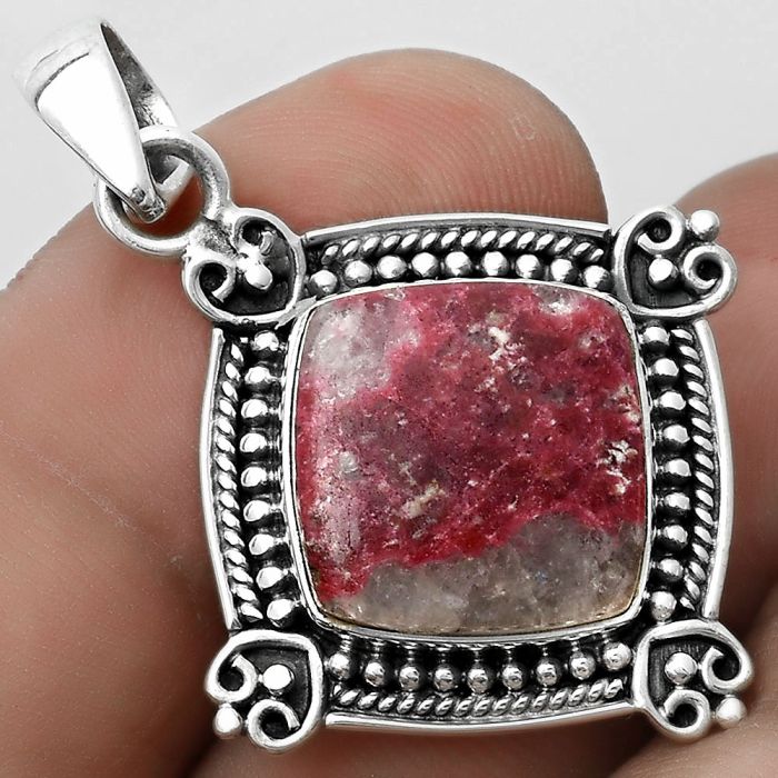 Natural Pink Thulite - Norway Pendant SDP121038 P-1040, 14x14 mm