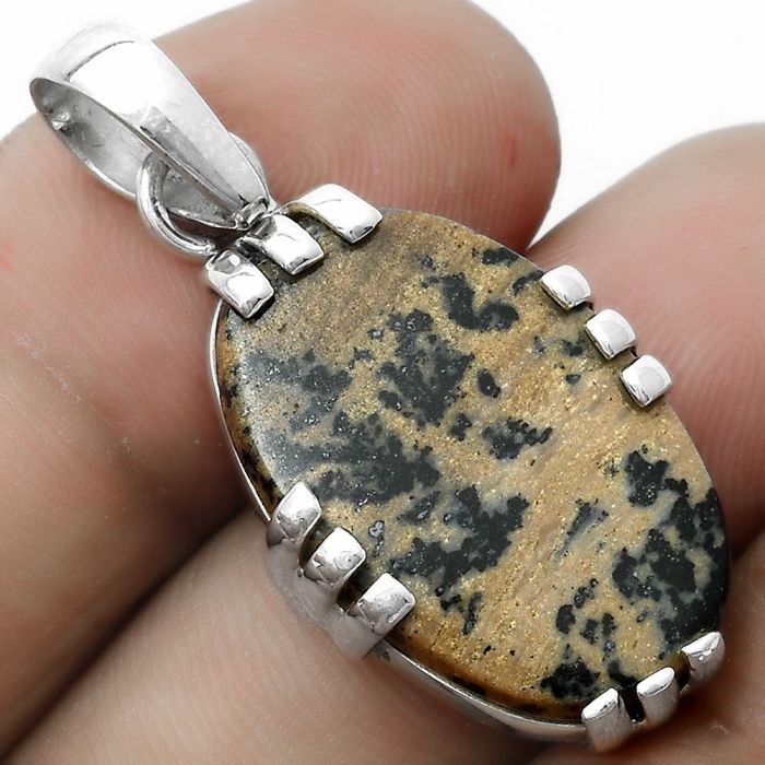 Natural Russian Honey Dendrite Opal Pendant SDP121117 P-1564, 16x24 mm