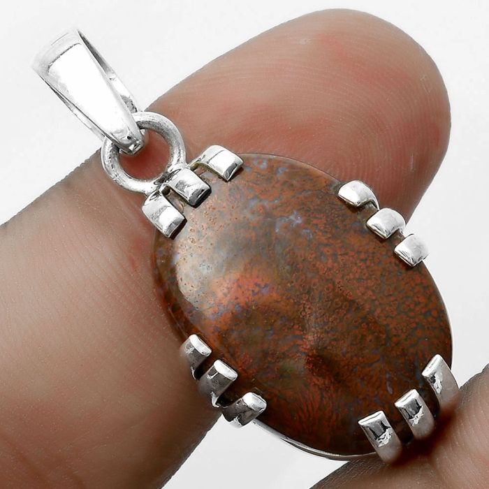 Natural Red Moss Agate Pendant SDP121126 P-1564, 16x22 mm