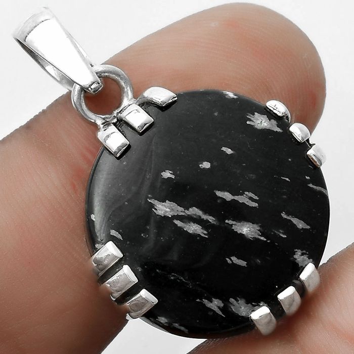 Natural Snow Flake Obsidian Pendant SDP121127 P-1564, 22x22 mm