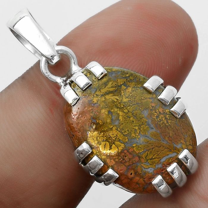 Natural Red Moss Agate Pendant SDP121148 P-1564, 16x21 mm