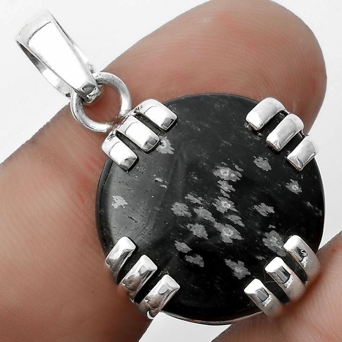 Natural Snow Flake Obsidian Pendant SDP121149 P-1564, 20x20 mm