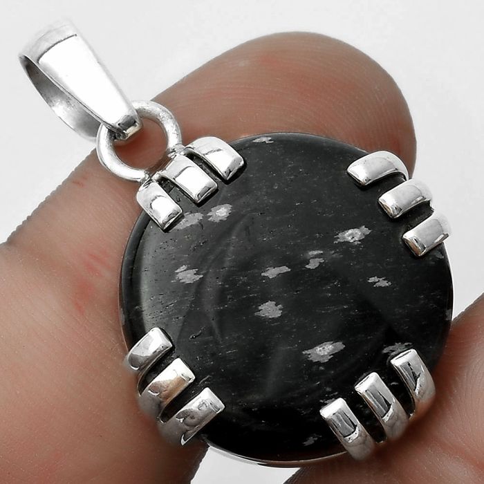 Natural Snow Flake Obsidian Pendant SDP121150 P-1564, 21x21 mm