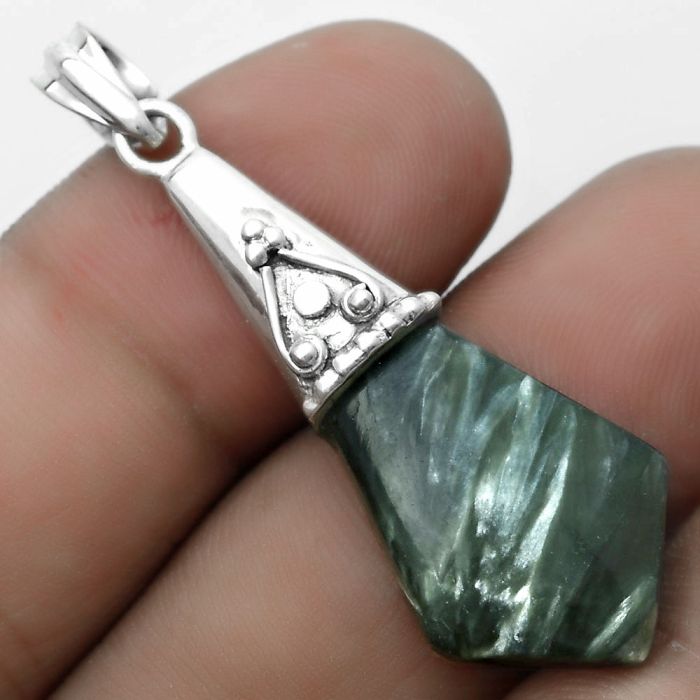 Natural Russian Seraphinite Pendant SDP121157 P-1139, 16x26 mm