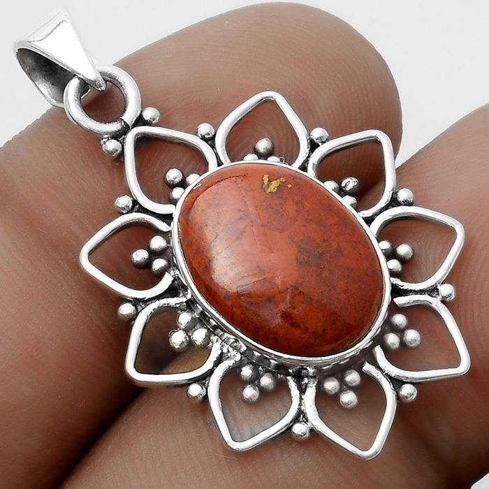 Natural Red Moss Agate Pendant SDP121363 P-1699, 10x14 mm