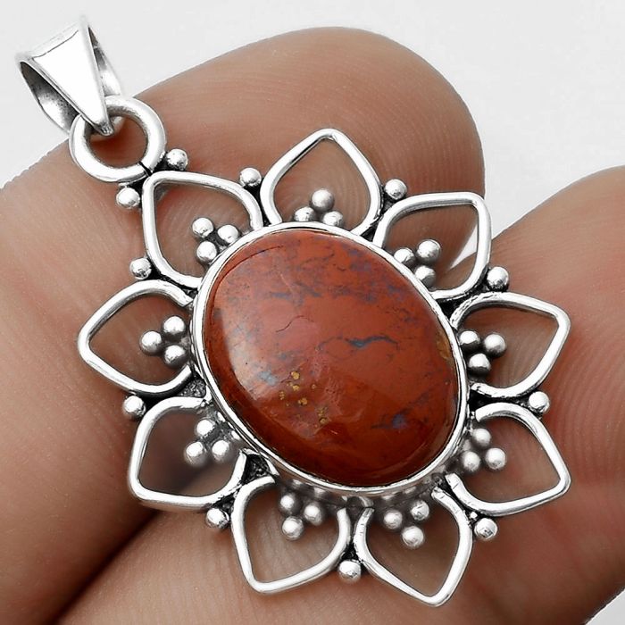 Natural Red Moss Agate Pendant SDP121365 P-1699, 11x15 mm