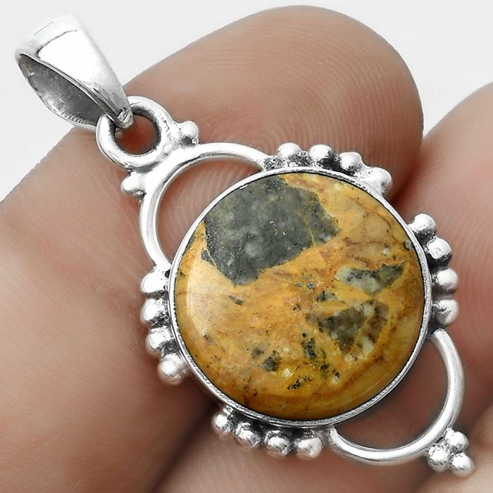 Natural Moroccan Yellow Jacket Jasper Pendant SDP121383 P-1639, 15x15 mm