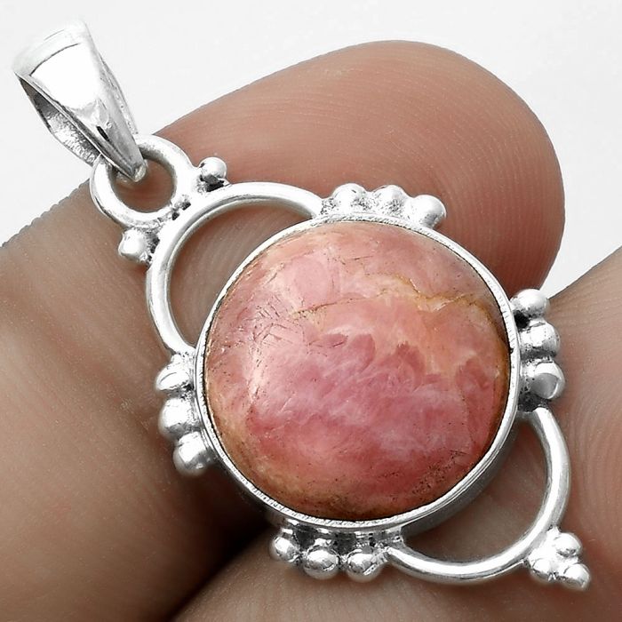 Natural Rhodochrosite Argentina Pendant SDP121385 P-1639, 14x14 mm