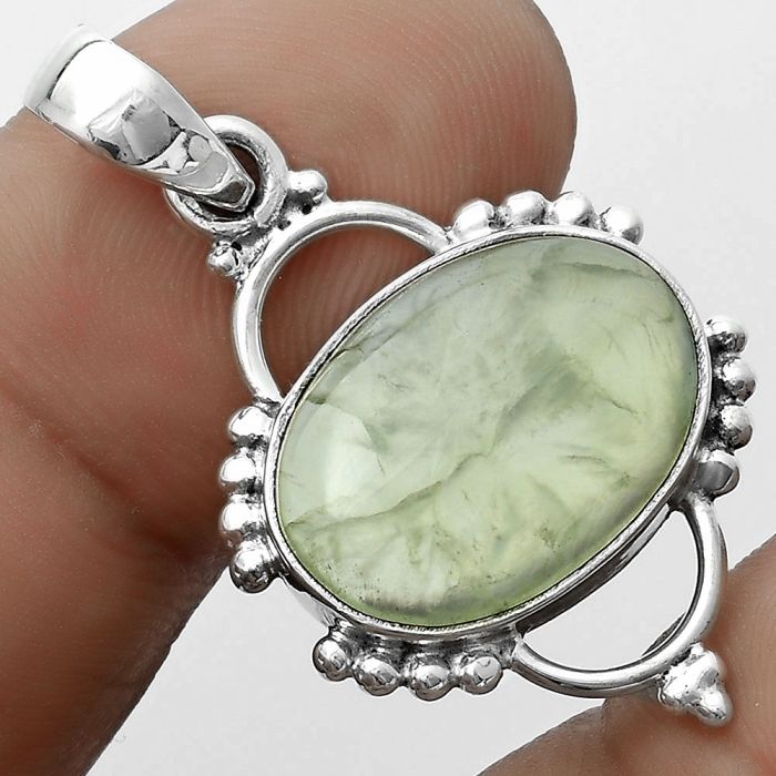 Natural Prehnite Pendant SDP121395 P-1639, 13x18 mm