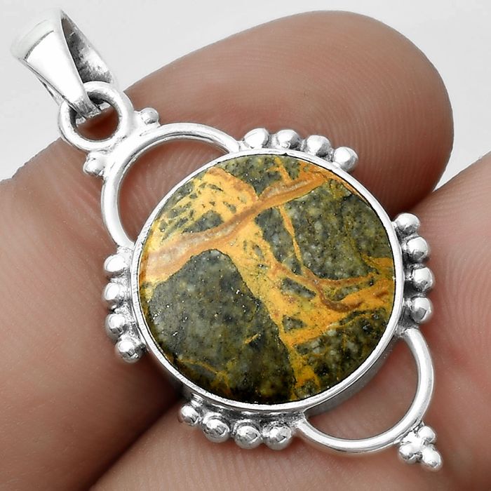 Natural Moroccan Yellow Jacket Jasper Pendant SDP121402 P-1639, 16x16 mm