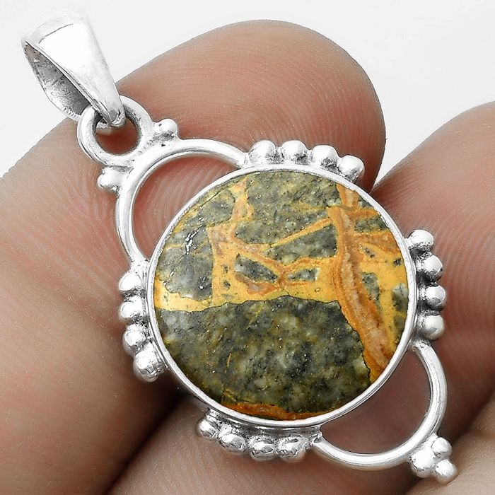 Natural Moroccan Yellow Jacket Jasper Pendant SDP121406 P-1639, 16x16 mm