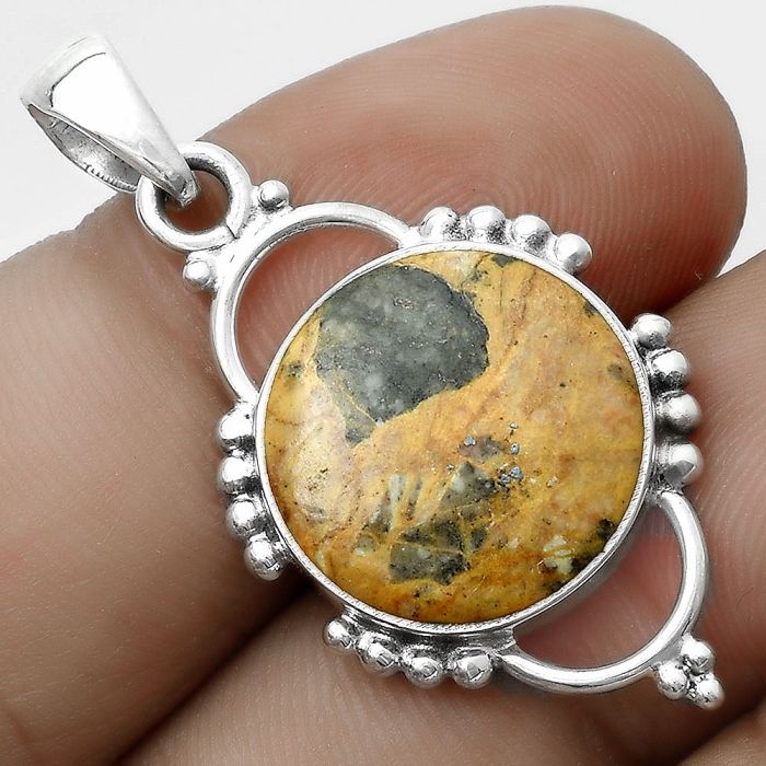 Natural Moroccan Yellow Jacket Jasper Pendant SDP121407 P-1639, 16x16 mm