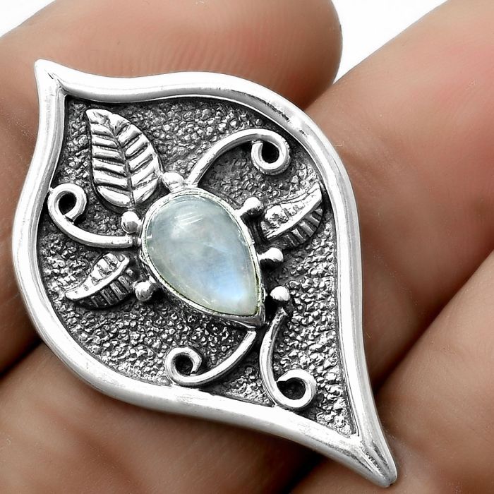 Natural Rainbow Moonstone - India Pendant SDP121457 P-1707, 6x9 mm