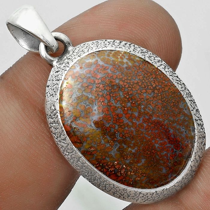 Natural Red Moss Agate Pendant SDP121500 P-1538, 17x22 mm