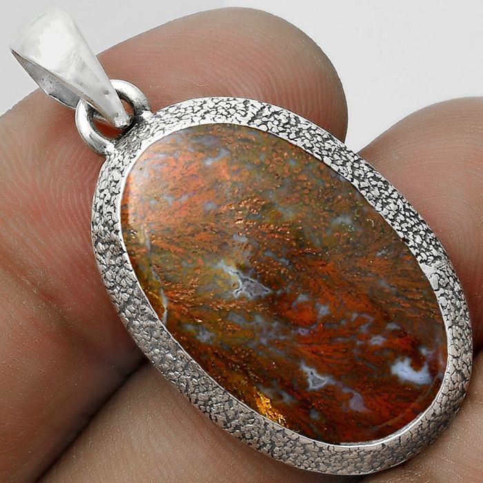 Natural Red Moss Agate Pendant SDP121502 P-1538, 15x24 mm