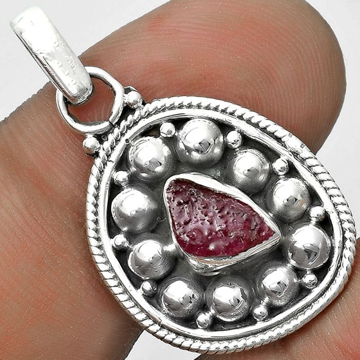 Bali Design - Pink Tourmaline Rough Pendant SDP121527 P-1713, 6x8 mm