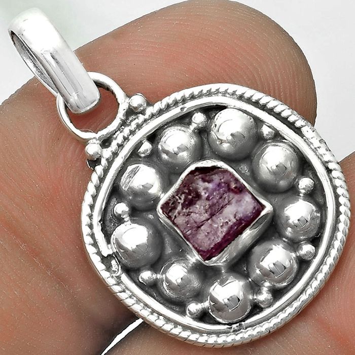 Bali Design - Pink Tourmaline Rough Pendant SDP121530 P-1713, 6x6 mm