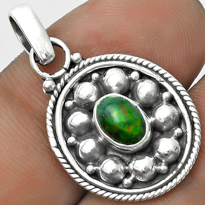 Bali Design - Black Ethiopian Opal Pendant SDP121544 P-1713, 7x5 mm