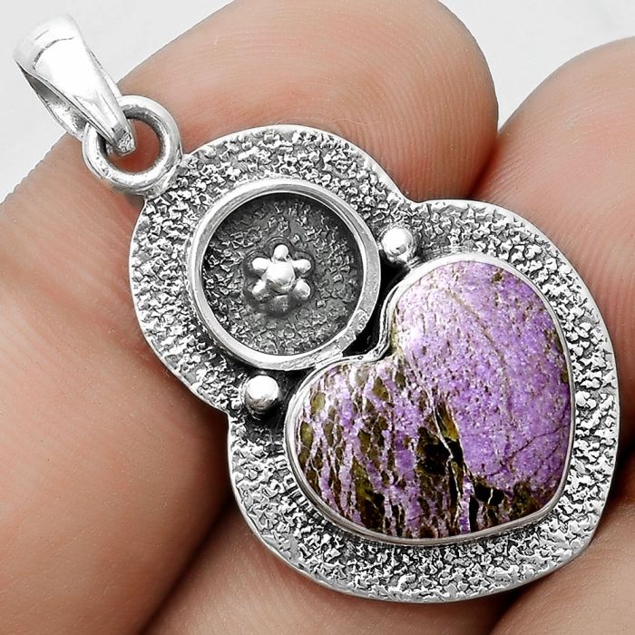 Valentine Gift Heart Natural Purpurite - South Africa Pendant SDP121700 P-1716, 13x15 mm