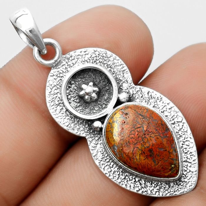 Natural Red Moss Agate Pendant SDP121705 P-1716, 10x15 mm