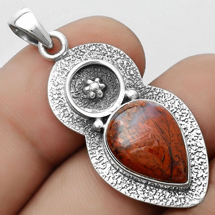 Natural Red Moss Agate Pendant SDP121708 P-1716, 12x16 mm