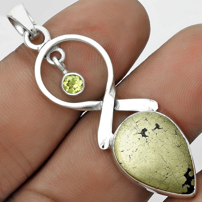 Apache Gold Healer's Gold & Peridot Pendant SDP121866 P-1048, 13x19 mm