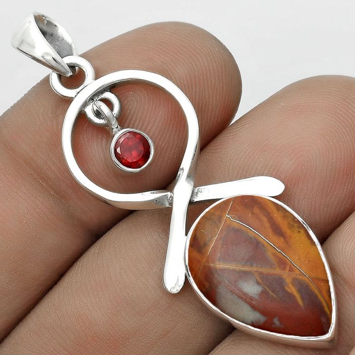 Natural Noreena Jasper & Garnet Pendant SDP121883 P-1048, 13x19 mm