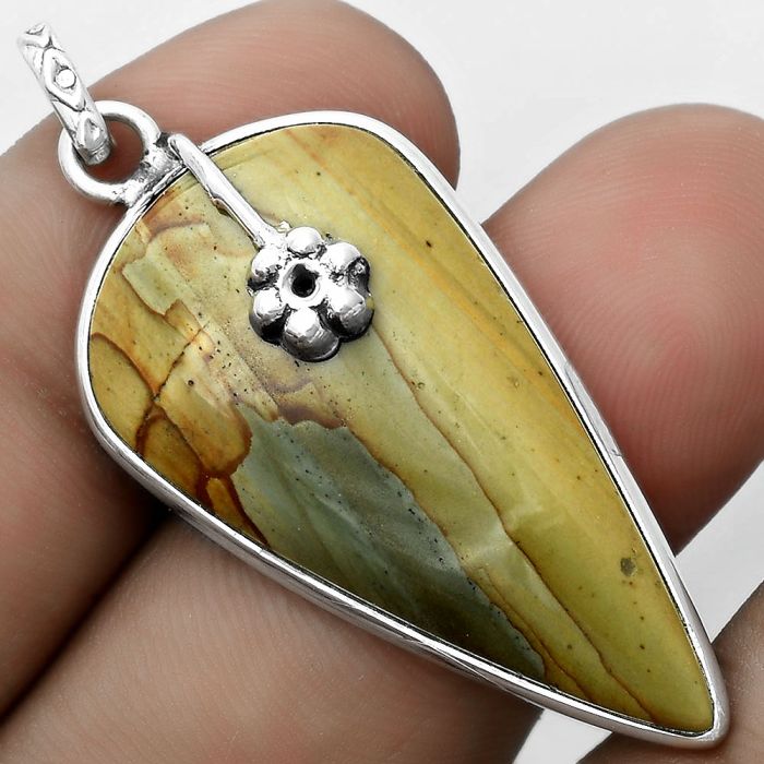 Natural Rocky Butte Picture Jasper Pendant SDP122577 P-1700, 19x36 mm