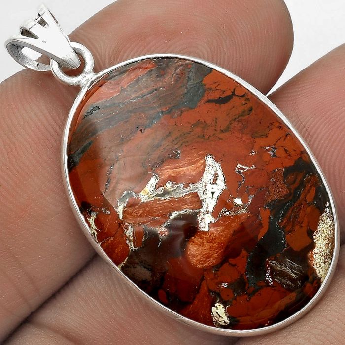 Natural Red Brecciated Jasper Pendant SDP122728 P-1001, 22x31 mm