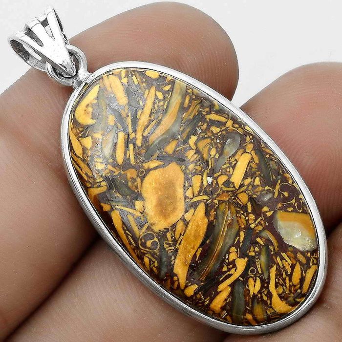 Natural Coquina Fossil Jasper - India Pendant SDP122800 P-1001, 19x32 mm