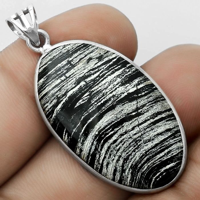 Natural Silver Leaf Obsidian Pendant SDP122801 P-1001, 19x33 mm