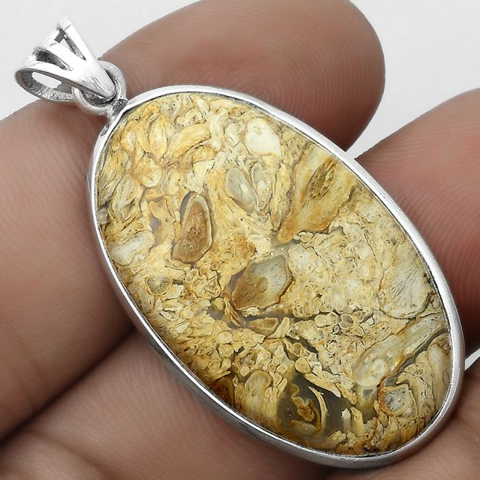 Natural Rock Calcy Pendant SDP122850 P-1001, 20x34 mm