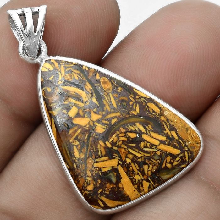 Natural Coquina Fossil Jasper - India Pendant SDP122857 P-1001, 19x27 mm