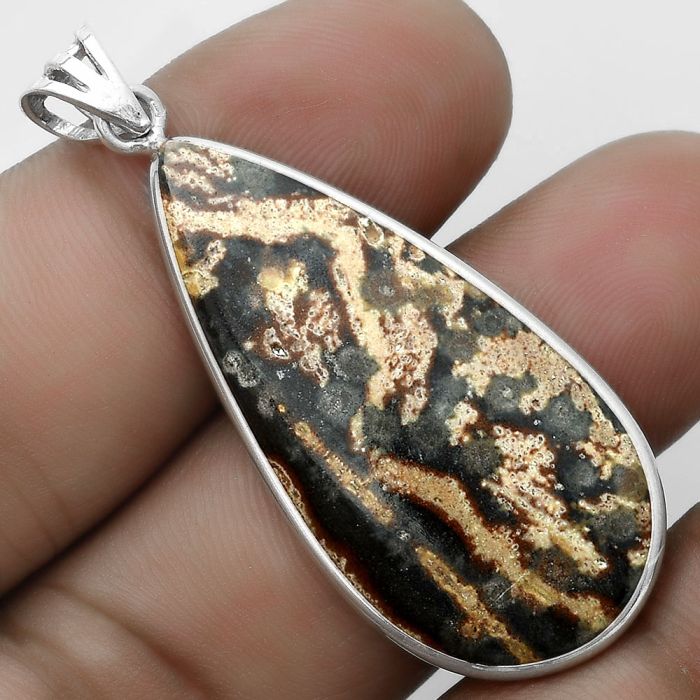 Natural Viper Skin Jasper Pendant SDP122933 P-1001, 18x39 mm