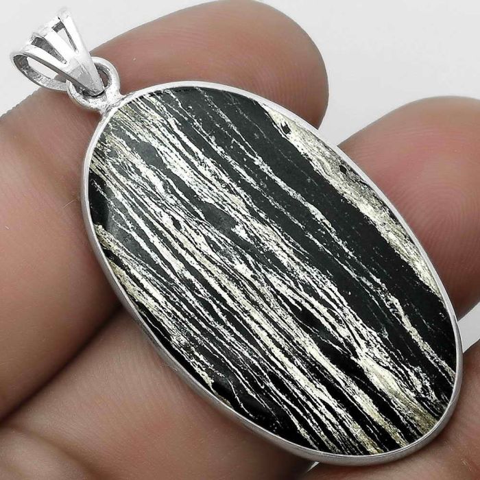 Natural Silver Leaf Obsidian Pendant SDP122937 P-1001, 21x36 mm