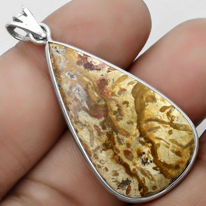 Natural Palm Root Fossil Agate Pendant SDP122954 P-1001, 20x36 mm